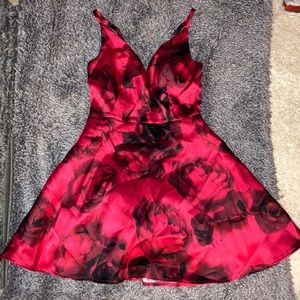 Red Rose Velvet Formal Dress